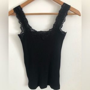 J. Crew lace trimmed black camisole XS